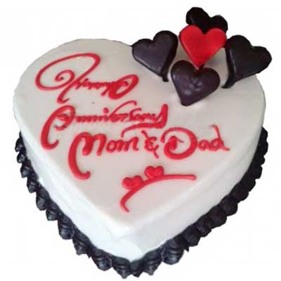 "White Heart Shape Cake with hearts - 2kgs - Click here to View more details about this Product